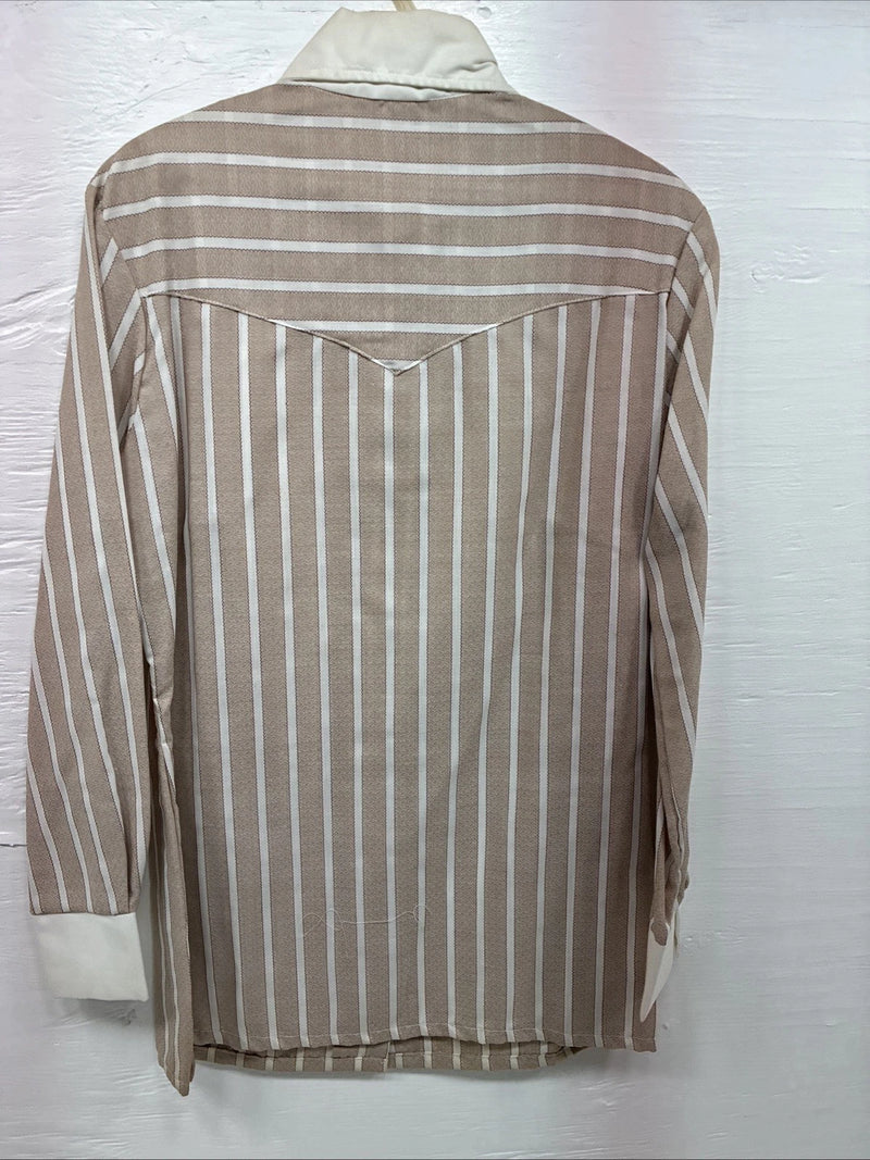 New Men’s Fenton Tan White Stripe Long Sleeve Button Up Small Q-17