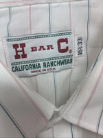 New Men’s H Bar C White Stripe Long Sleeve Pearl Snap Large T-83