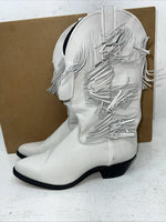 New Women’s White Fringe Capezio Cowboy Boots. L 697 7.5 7 1/2 M. 17-94