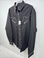New Women’s White Horse Black Design Long Sleeve Pearl Snap XL II-25
