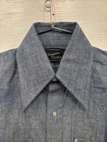 New Men’s Champion Western Blue Jean Long Sleeve Pearl Snap 14 Small AA-1