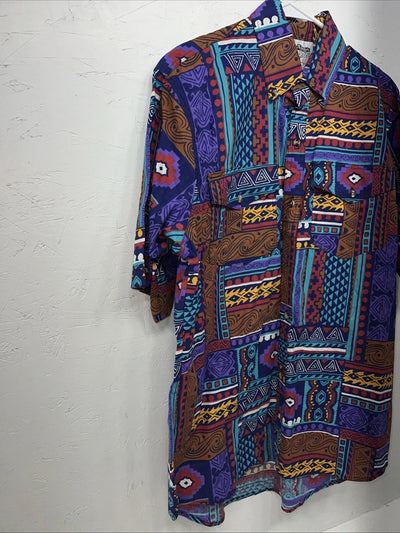 New Men’s Multicolor The San Angelo Short Sleeve Button Up Shirt L P-52