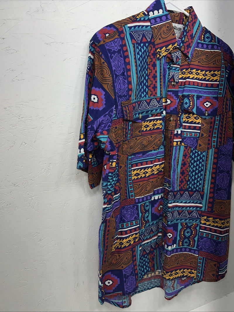 New Men’s Multicolor The San Angelo Short Sleeve Button Up Shirt L P-52