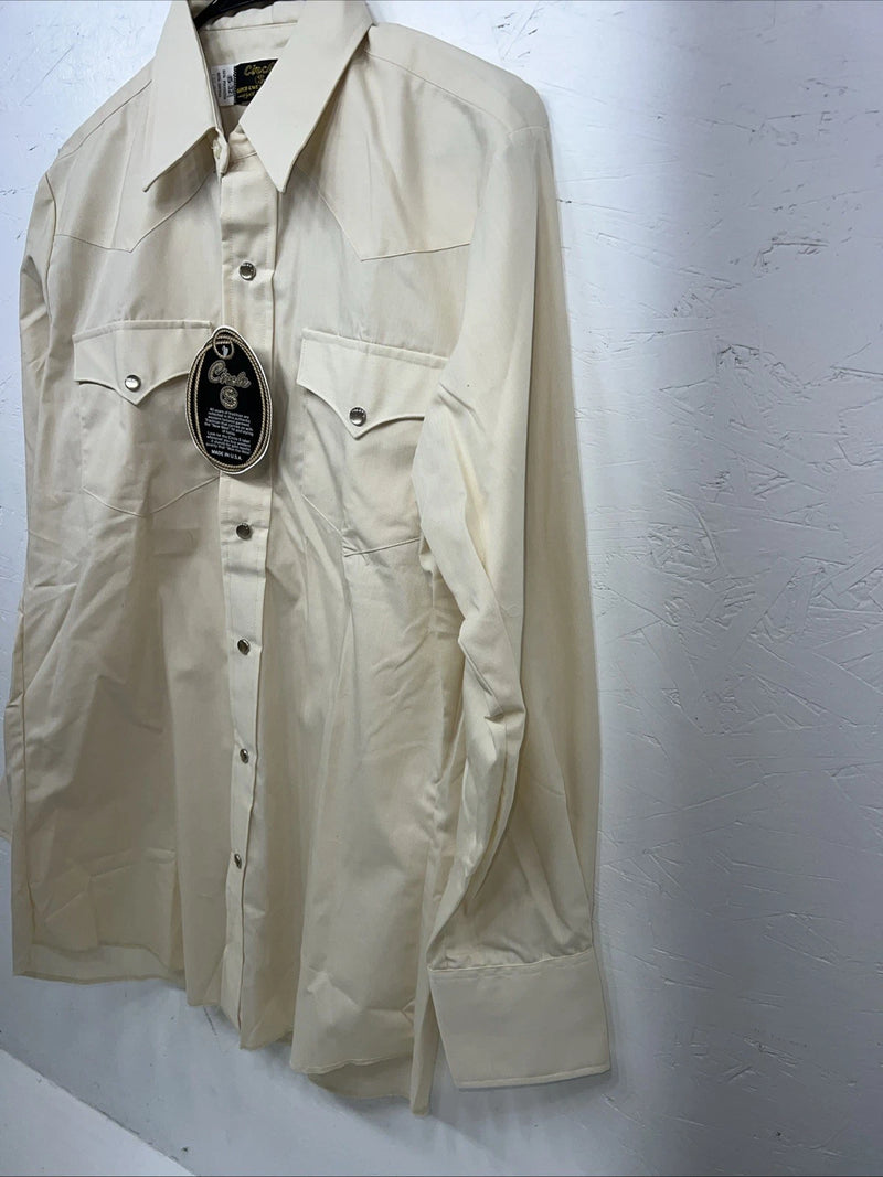 New Men’s Yellow Circle S Pearl Snap Long Sleeve Shirt 15x32 M P-33