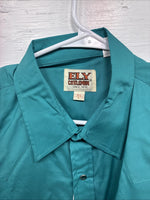 New Men’s ELY Cattleman Teal Western Short Sleeve Pearl Snap 16.5 Large T-52