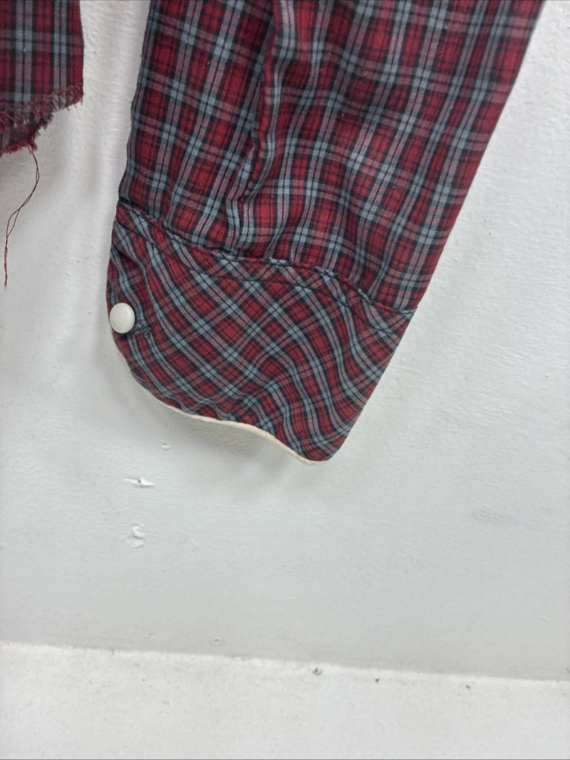 New Women’s Mr. Nick Red Plaid Long sleeve Button Up Size 8 Small KK-47