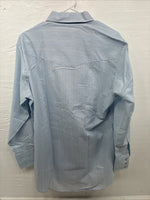 New Men’s ELY Cattleman Blue Stripe Long Sleeve Pearl Snap 16 X 34 Large V-113