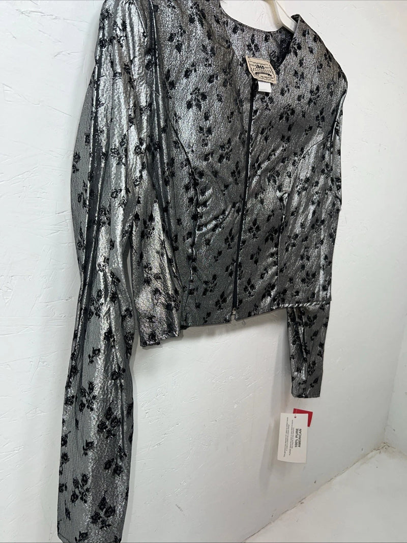 New Women’s 1849 Authentic Ranchwear Silver Western Show Shirt L UU-51