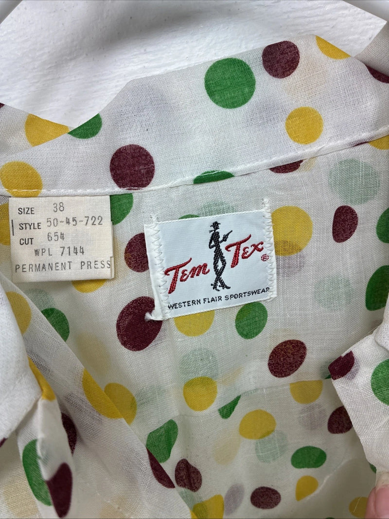New Women’s H Bar C Polkadot Long Sleeve Pearl Snap Size 38 II-77