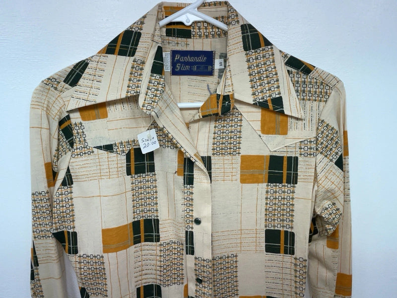 New Women’s Green Orange Panhandle Slim Long Sleeve Button Up Shirt #3165 3B-31