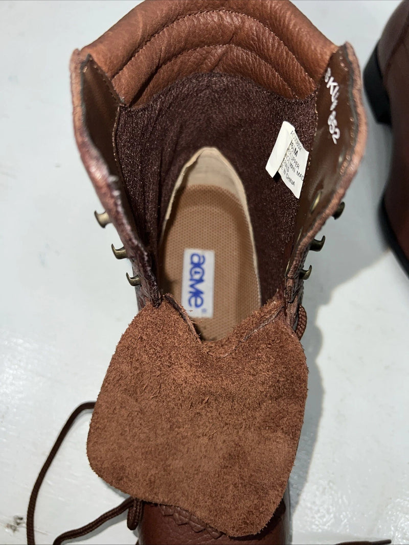 New Women’s Brown Lace Up Acme Cowboy Boots. 4479 6 M. 20-87
