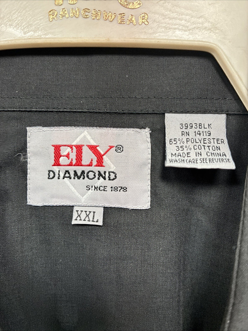 New Men’s ELY diamond Black Eagle Design Long Sleeve Pearl Snap 2XL H-38