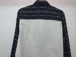 New Women’s Cowboy Threads White Navy Plaid Long Sleeve Button Up M #7906 3C-41