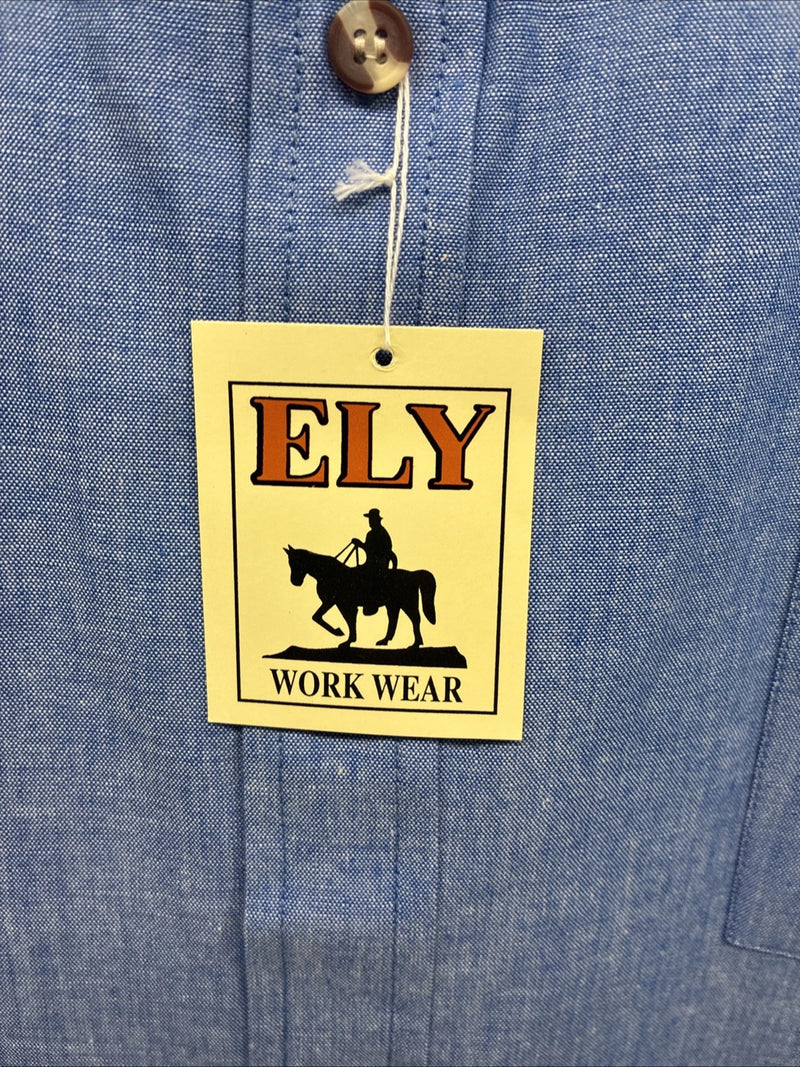 New Men’s ELY cattleman Blue Long Sleeve Button Up 20.5 X 36 4XL F-55