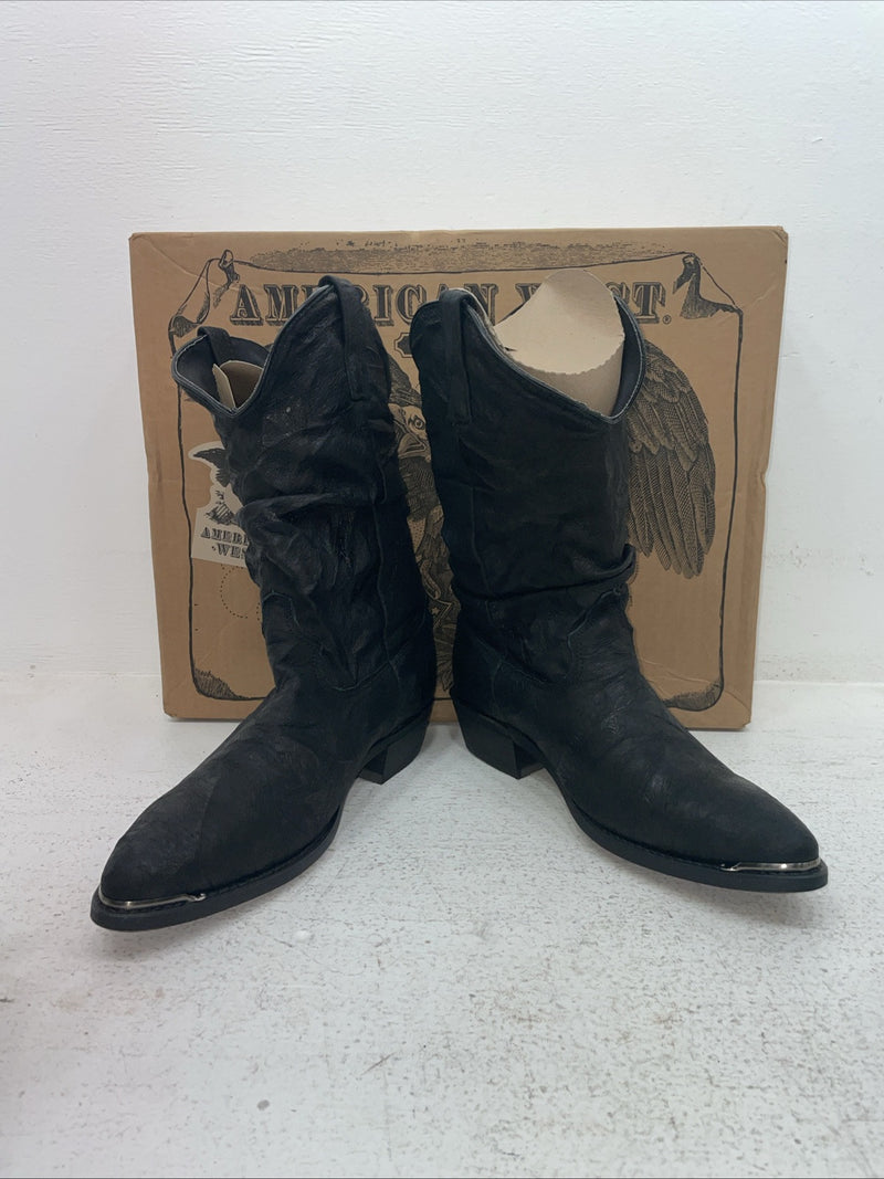 New Men’s Black American West Cowboy Boots. 6801 9 D. 3-82