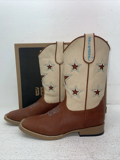 New Youth Brown DBL Barrel Cowboy Boots. 4471402 5. 2-103