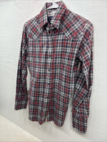 New Kids Panhandle Slim Red Plaid Long Sleeve Pearl Snap Size 12 CC-86