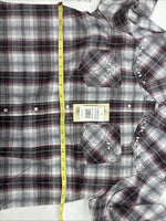 New Women’s Cumberland Purple Plaid Long Sleeve Pearl Snap 1XL GG-31