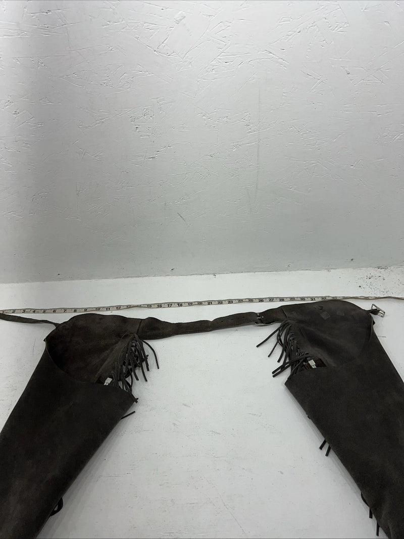 NOS Children’s Gray Show Chaps With Fringe Adjustable Waist 37” N-28