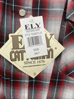 New Men’s ELY Cattleman red Short Sleeve Pearl Snap 3XL E-24
