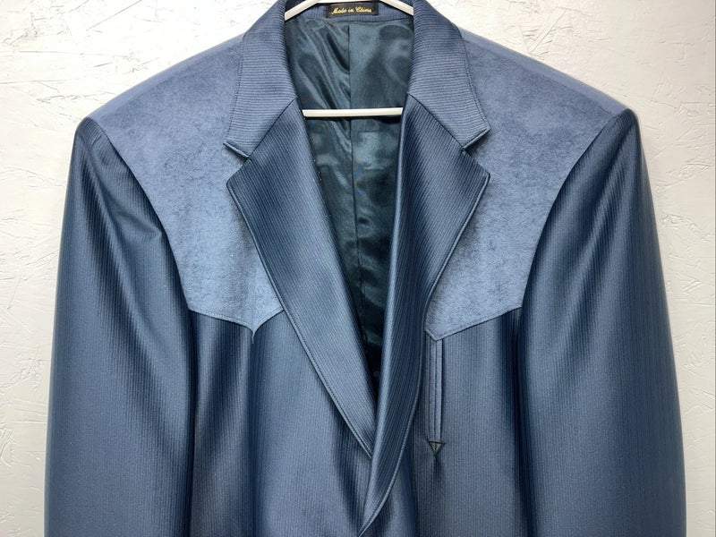 New Men’s Circle S Blue Suit Jacket 52L #24244 Y-610