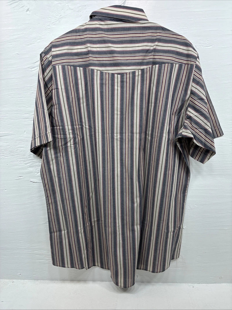 New Men’s ELY Cattleman Multiple Color Strip Short Sleeve Pearl Snap XL J-36