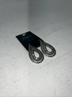 New Women’s Rock 47 Silver Hoop Oval Earrings. ER2649R47 A-68