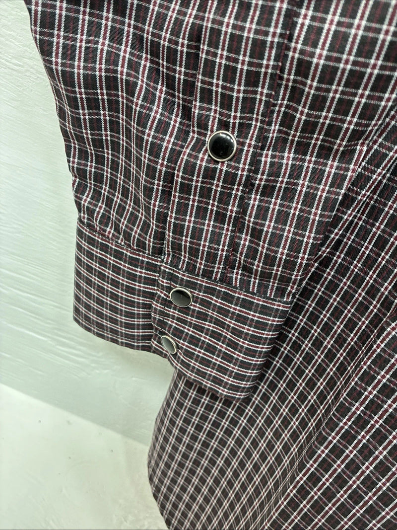 New Men’s Western Express Black Red Flannel Long Sleeve Pearl Snap 2XL F-98
