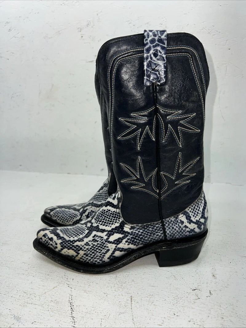 New Women’s Navy Snakeskin Texas Brand Cowboy Boots. 72 6 C. 18-93