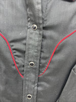 New Women’s H Bar C Black Red Long Sleeve Pearl Snap 36 TT-6