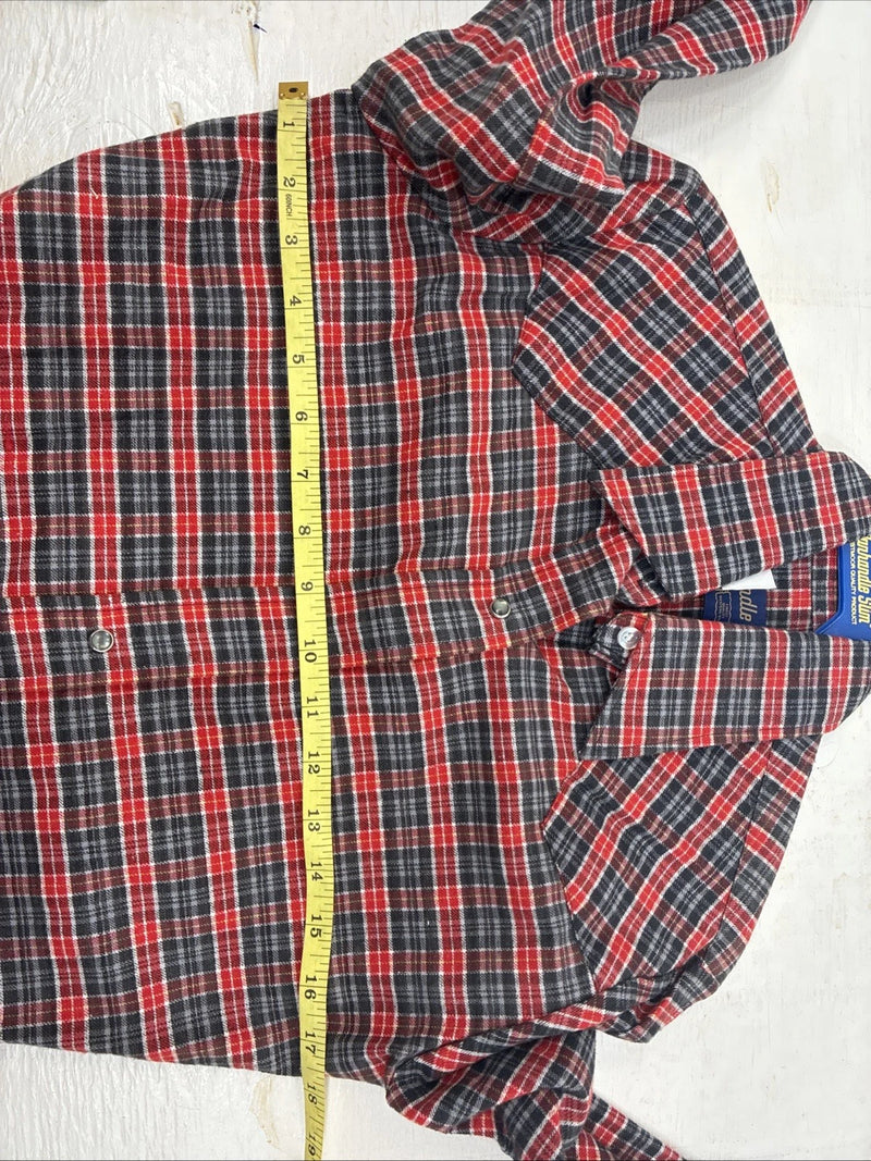 New Kids Panhandle Slim Red Plaid Long Sleeve Pearl Snap Size 10 CC-96