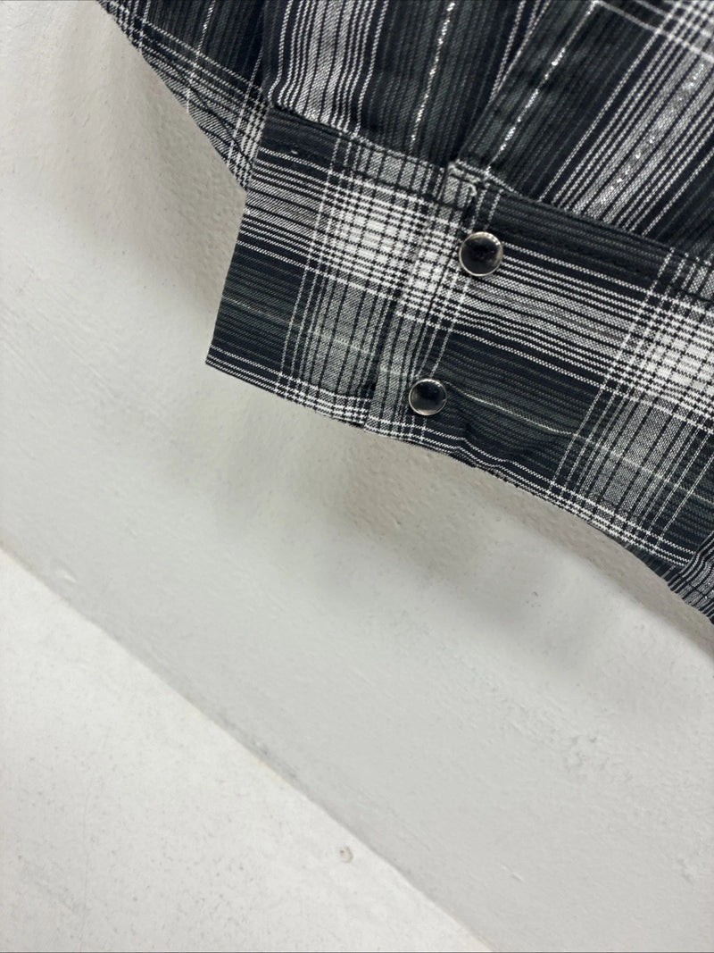 New Women’s Cumberland Black Plaid Long Sleeve Pearl Snap 3XL GG-67