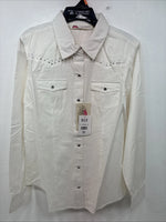 New Women’s Cumberland White Gem Long Sleeve Pearl Snap Medium KK-17