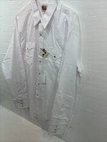 New Men’s ELY Cattleman White Long Sleeve Pearl Snap 16.5 X 36 Large AA-70