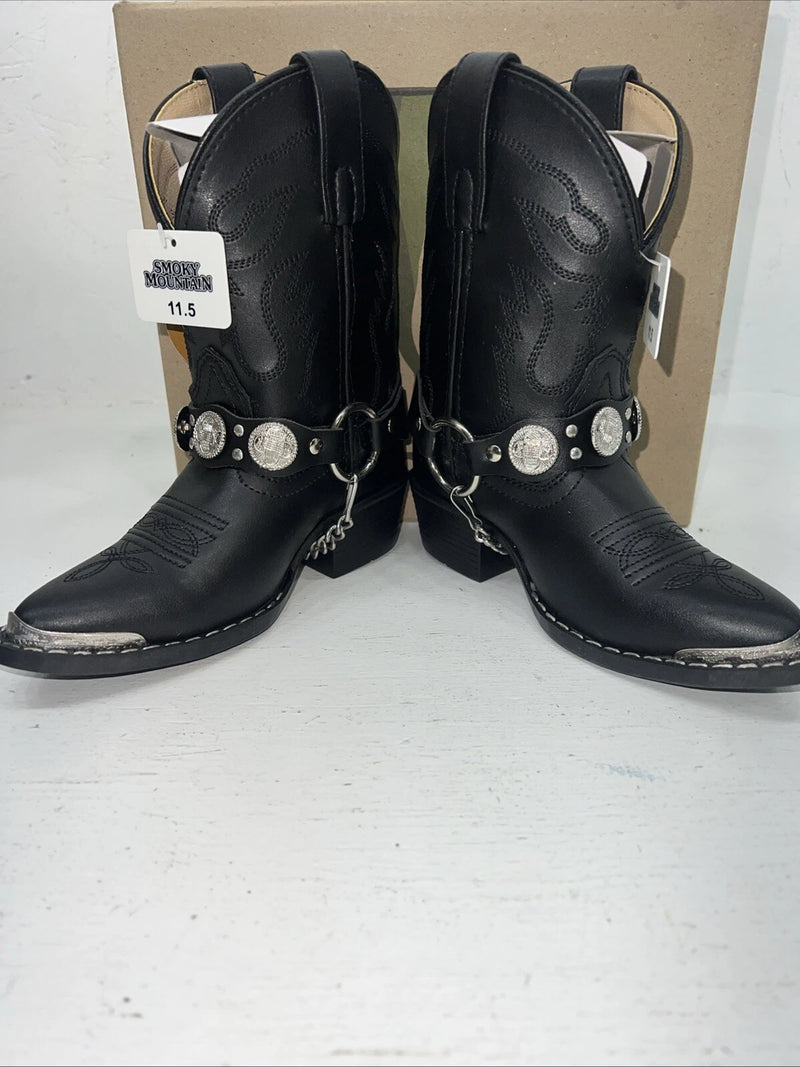 New Children’s Black Smoky Mountain Cowboy Boots. 1083 C 11.5 11 1/2. 24-114