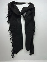 New Black Tough 1 Show Chaps With Fringe Adjustable Waist 40” N-32