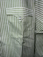 New Men’s Green Stripped Miller Long Sleeve Pearl Snap Shirt 15.5x32 M P-77