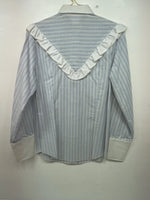 New Women’s Blue Striped H Bar C Long Sleeve Button Up Shirt #20119 3B-33