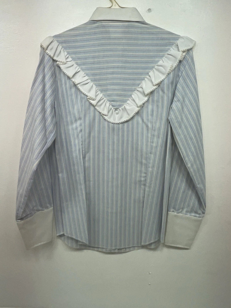 New Women’s Blue Striped H Bar C Long Sleeve Button Up Shirt #20119 3B-33