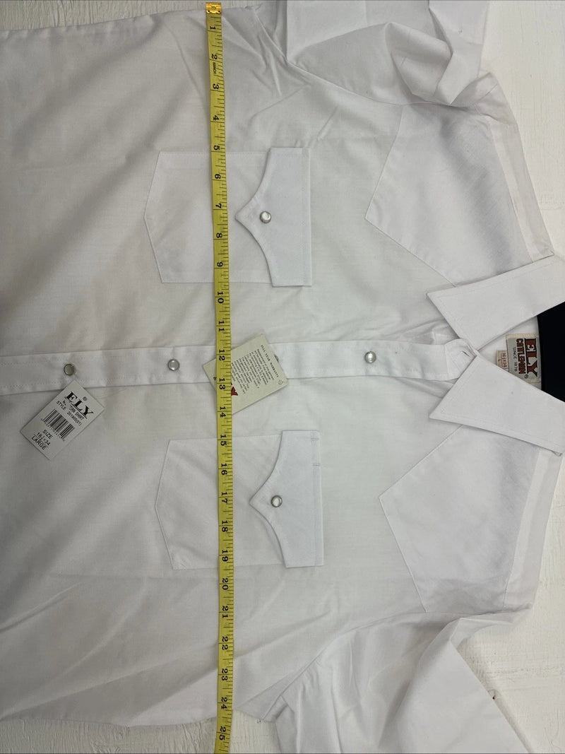 Me Women’s ELY Cattleman White Long Sleeve Pearl Snap 16.5 X 34 Large X-43
