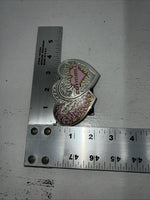 New Women’s Montana Silversmiths Silver Pink Heart Belt Buckle. 14820PT A-91
