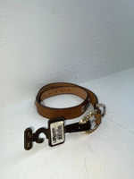 New Brown Genuine Leather Nocona Silver Pendent 28” Belt #G258 JJ-31