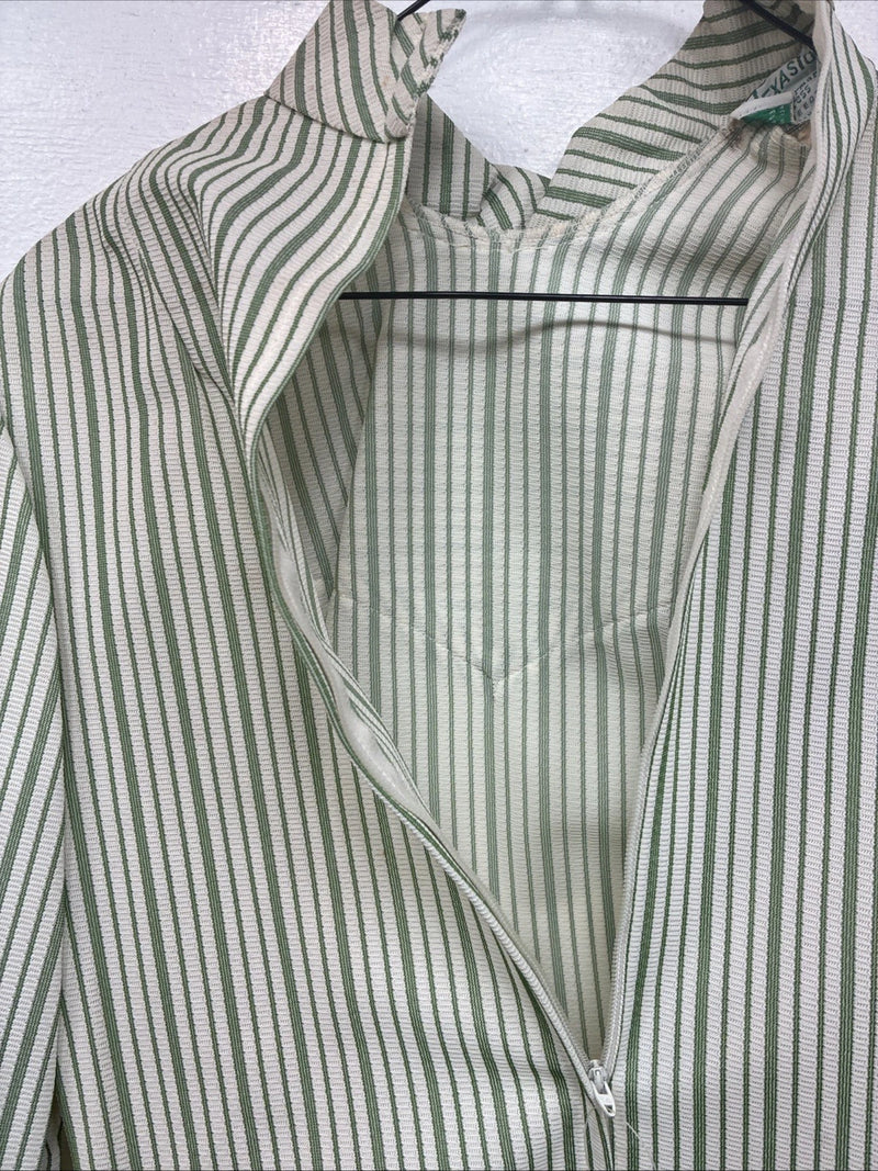 New Women’s Texas Togs Green Stripe Long Sleeve Zip Up Show Shirt Size 32 3B-4