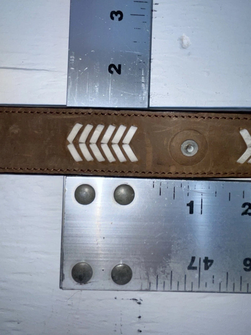 New Brown Genuine Leather 3D Pendent And Weaved 28” Belt #3502 JJ-57