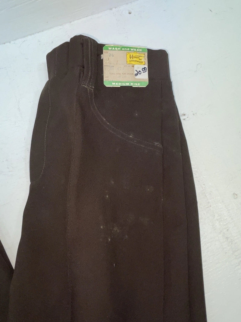 New Vintage Brown H Bar C Polyester Pants #MR477 SS-48