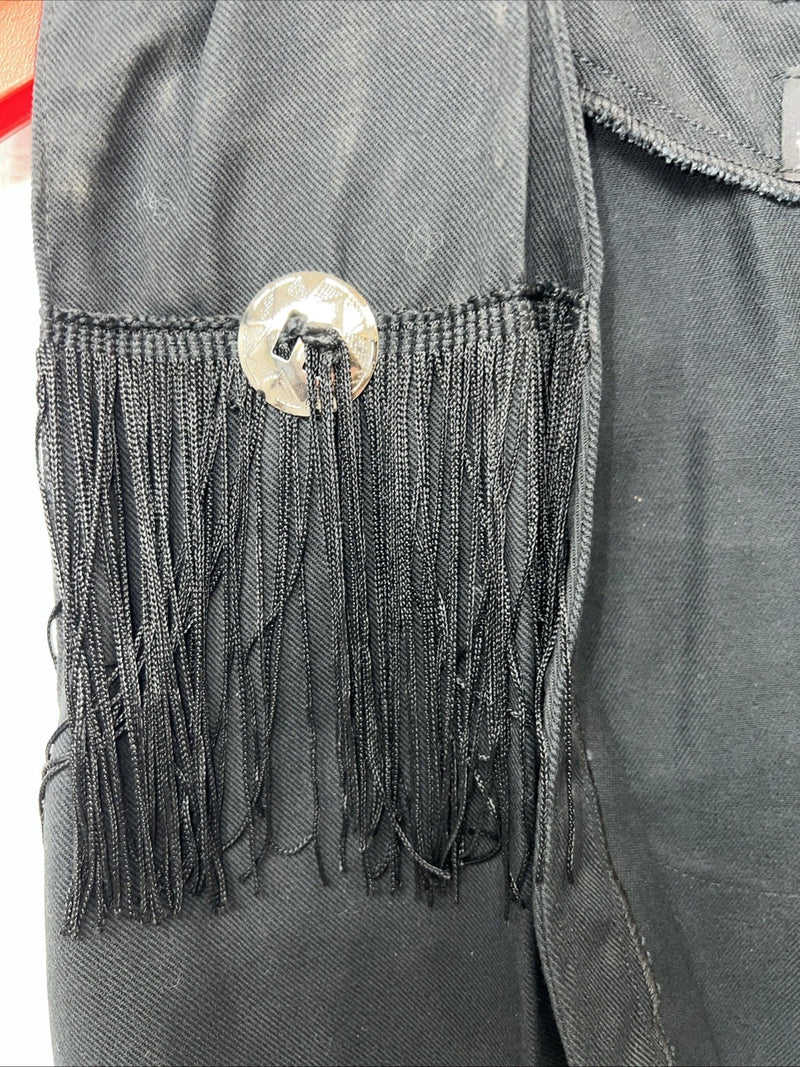 New Women’s Black Fringe Western Express Vest XL UU-43