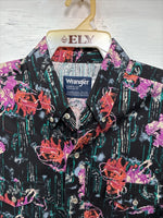 New Men’s Wrangler Black Multiple Western Design Long Sleeve Button Up XL J-28