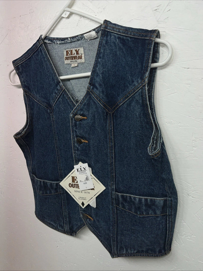 New ELY Outerwear Children’s Denim Button Up Tank Large #141104 3C-52