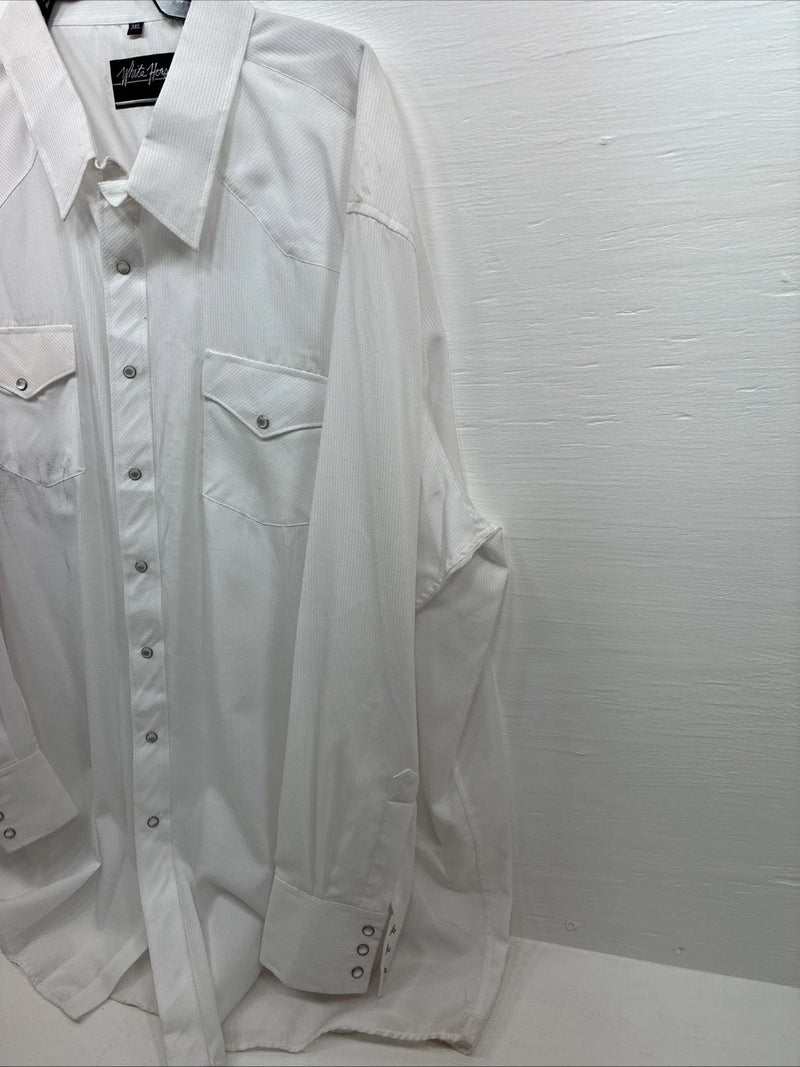 New Men’s White Horse White Long Sleeve Pearl Snap 3XL E-60