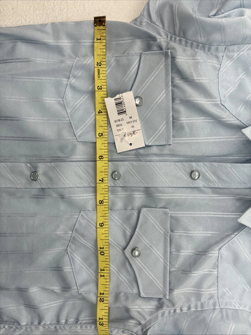 New Boys White Horse Blue Long Sleeve Pearl Snap Medium DD-120